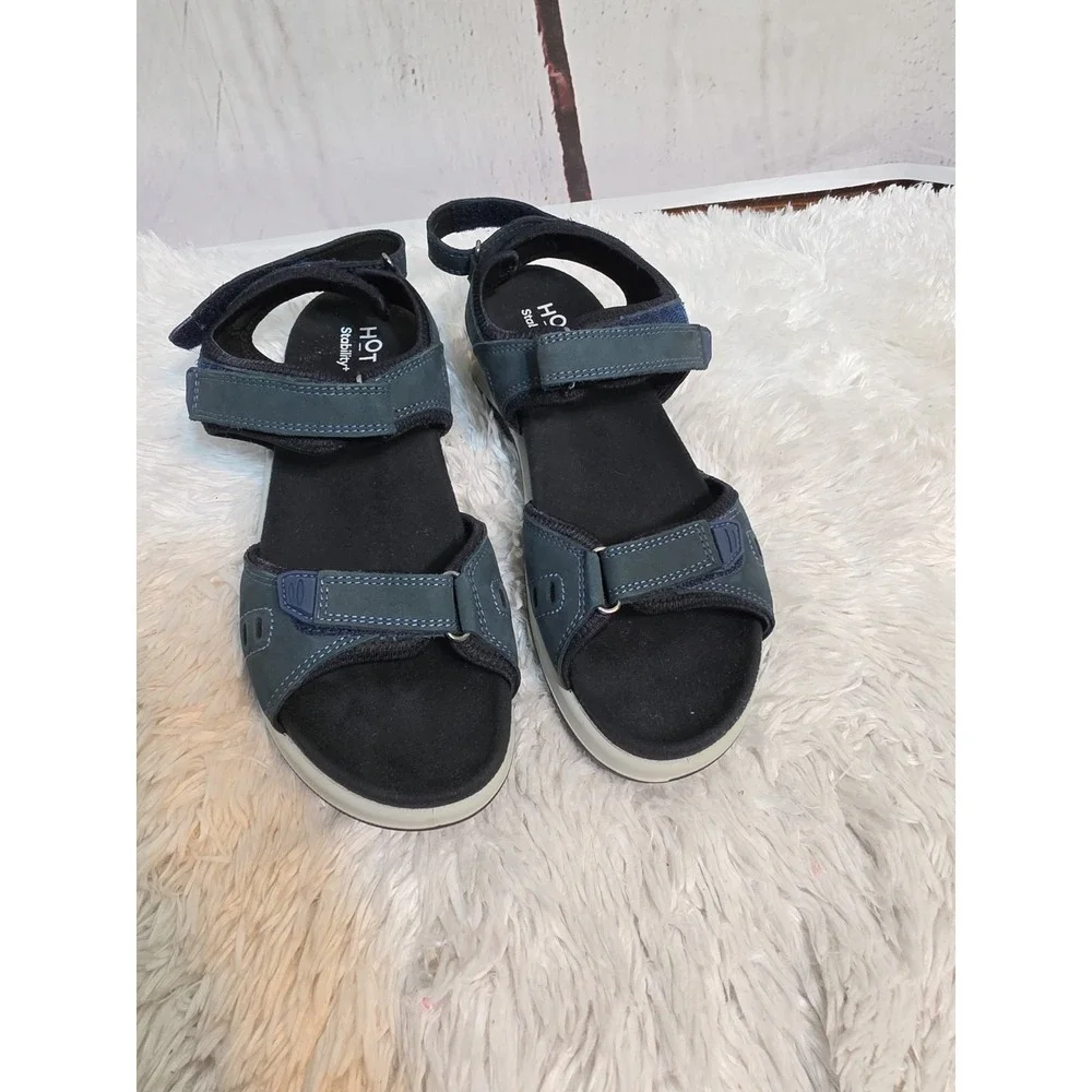 Hotter Stability Strappy Sandals Strap back Blue Women's Size 8.5